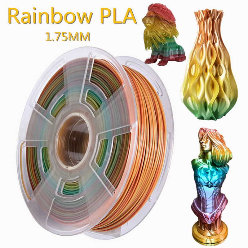3D Printer Filament 1.75mm PLA Rainbow 250g 500g 1kg 3D Printing Plastic Polychrome Material Colorful Pla Filament for 3D Printe