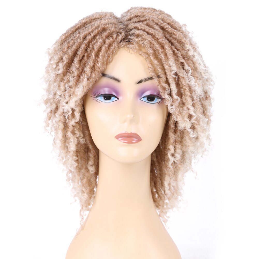 Short Dreadlock Twist Wig for African Women Soft Dread Twist Loc Crochet Wigs Black Synthetic Faux Locs Crochet Braided Wigs: 27-613