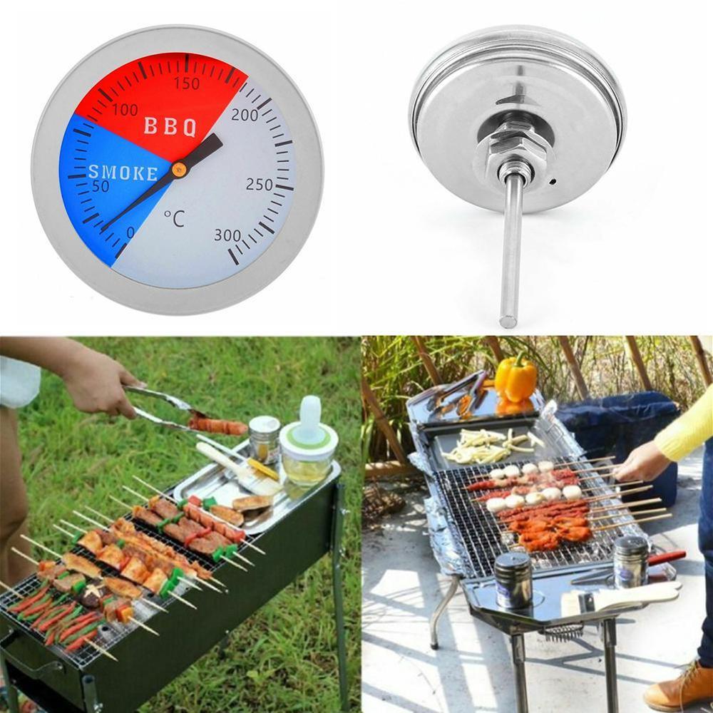 Steel Barbecue 300 Degrees Thermometer Bbq Smoke Grill Oven Temperature Gauge Outdoor Camp Tool
