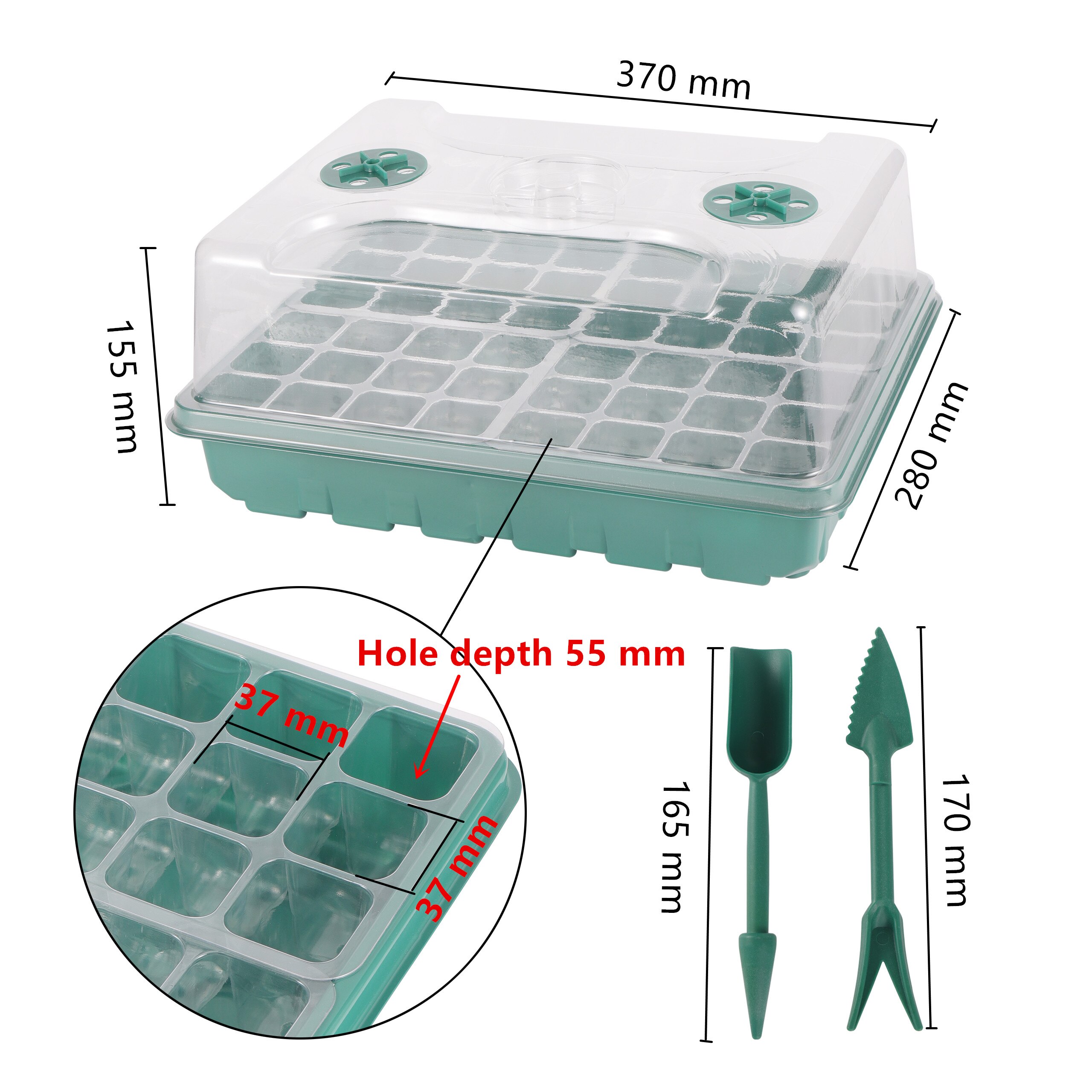 2 Set 48 Cells Seedling Starter Germination Nursery Pot Propagation Growing Box Breathable Plants Vegetable Garden Supplies