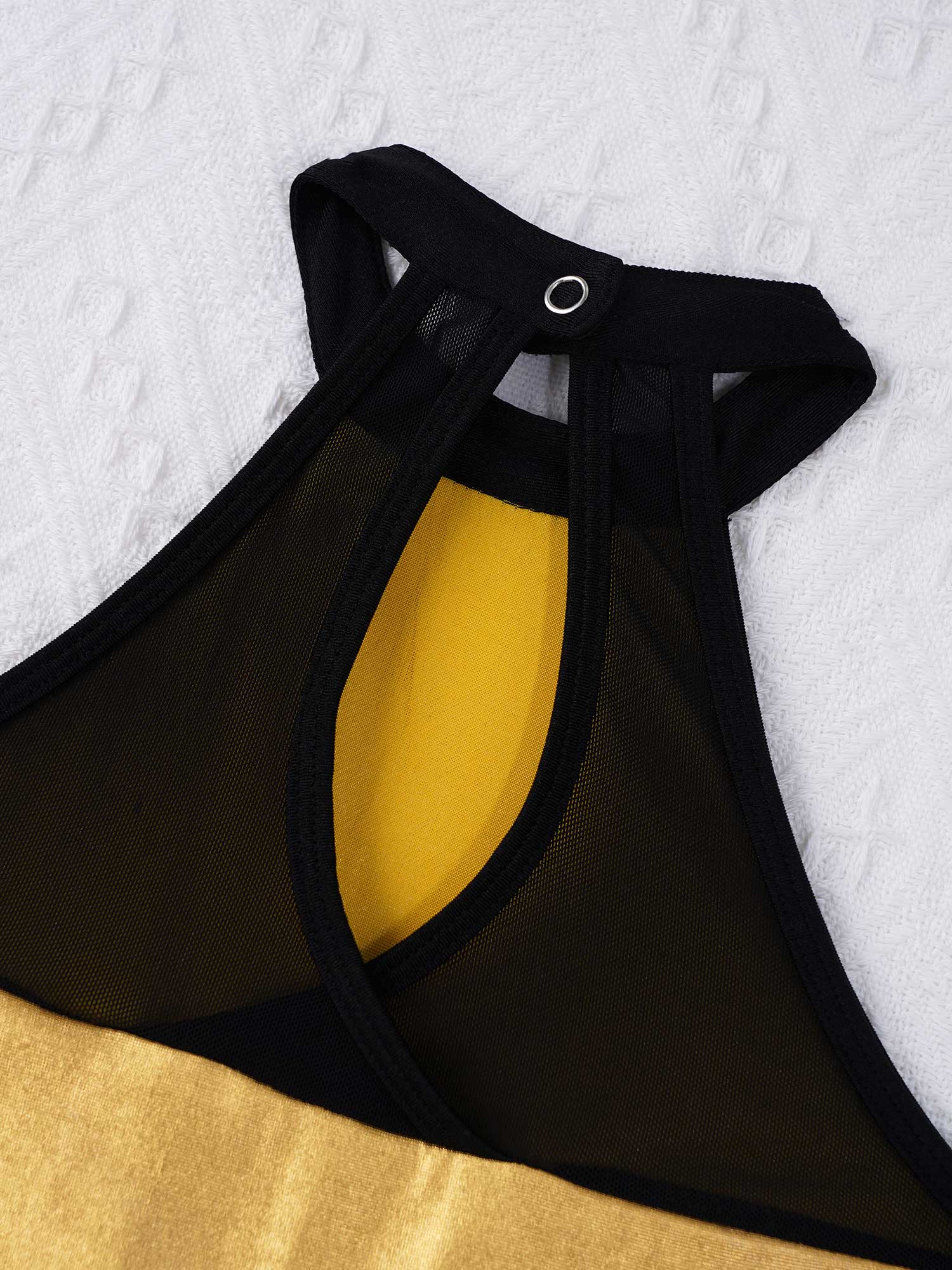 Child Kids Girls Ballet Leotards Gymnastics Costume Sleeveless Mesh Patchwork Style Dance Jumpsuit Gymnastics Leotard Dance Wear