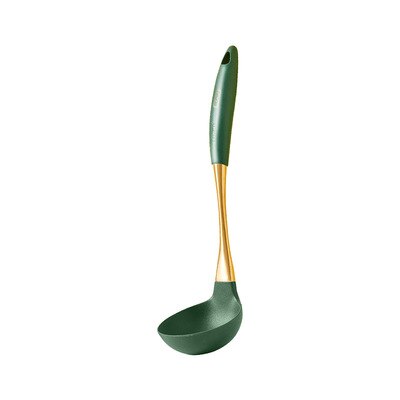 Green Silicone Cooking Tool Stainless Steel Handle Spatula Soup Spoon kitchen tools Home Non-stick Kitchen Untensils kitchenware: spoon
