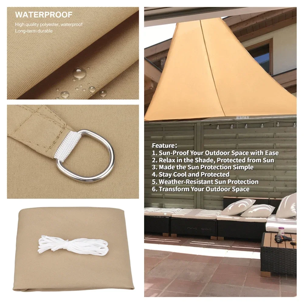Voiles pare-soleil triangulaires, grand abri solaire imperméable, tente de jardin, auvent extérieur, Protection solaire, Patio, piscine, auvent, tissu d'ombrage