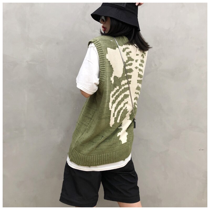 Rue japonais KAPITAL squelette trou gilet pull homme hiver Nouvelle De Rue décontracté couple gilet pull