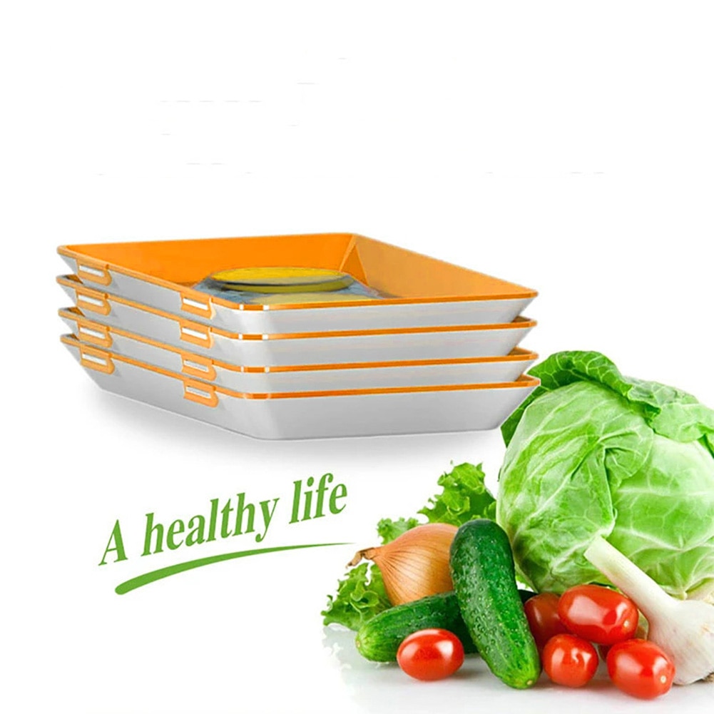 Food Preservation Tray Stackable Food Fresh Tray Magic Elastic Fresh Tray Reusable Food Refrigerator Storage Container