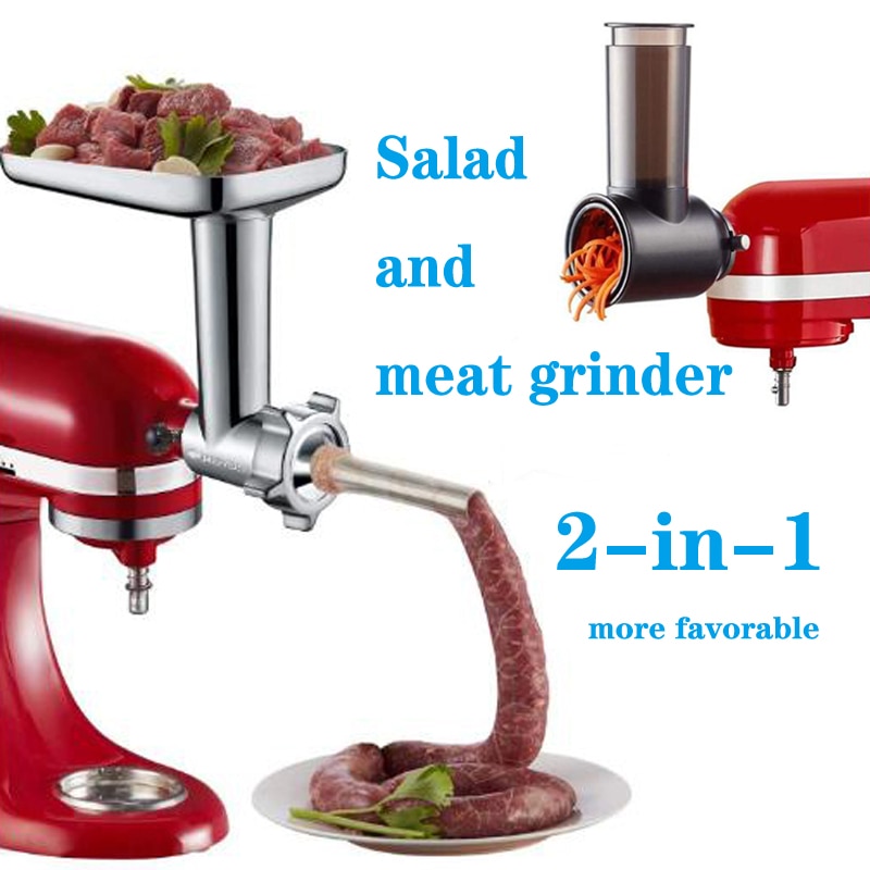 Slicer Accessoires En Vleesmolen 2 In 1 Voor Kitchenaid Verticale Mixer, Accessoires Voor Groente Mengen En Vlees Verwerking