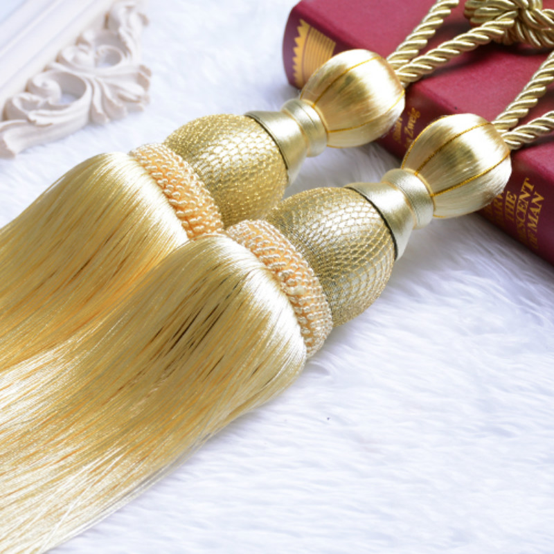 Grand rideau rétro de luxe, 1 paire, attaches à dos avec pompons, embrasses en corde, accessoires de décoration pour la maison: Violet