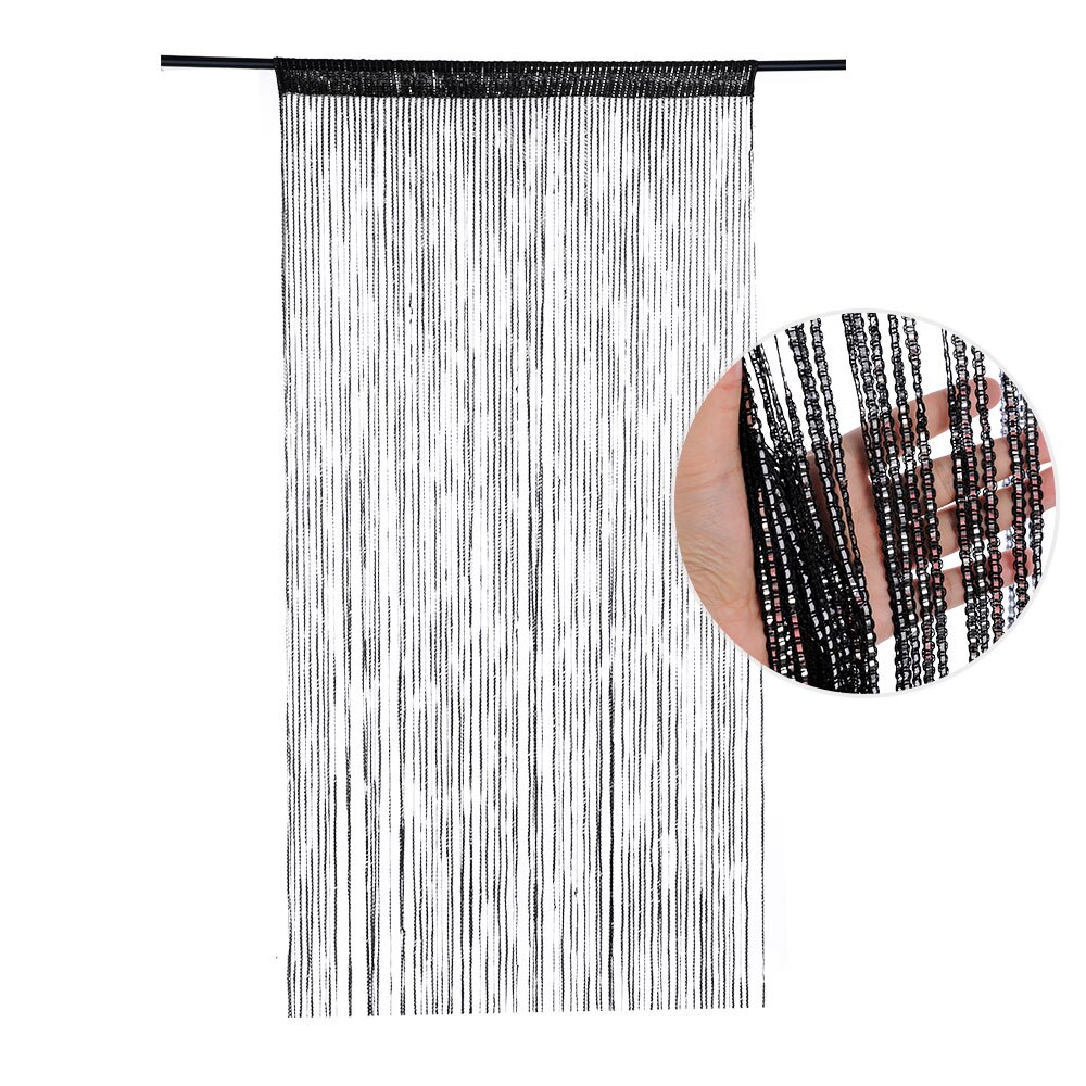 Silver/Black/Champagne Color/Rainbow Color Tassel Hanging String Door Curtain Partition Divider Windows Decoration: black