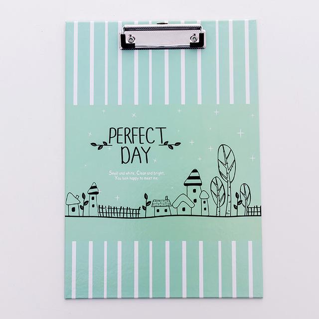 Office clipboard vertical leather writing pad School wooden Office Cute Student Supply Kids A4 Folder: Green