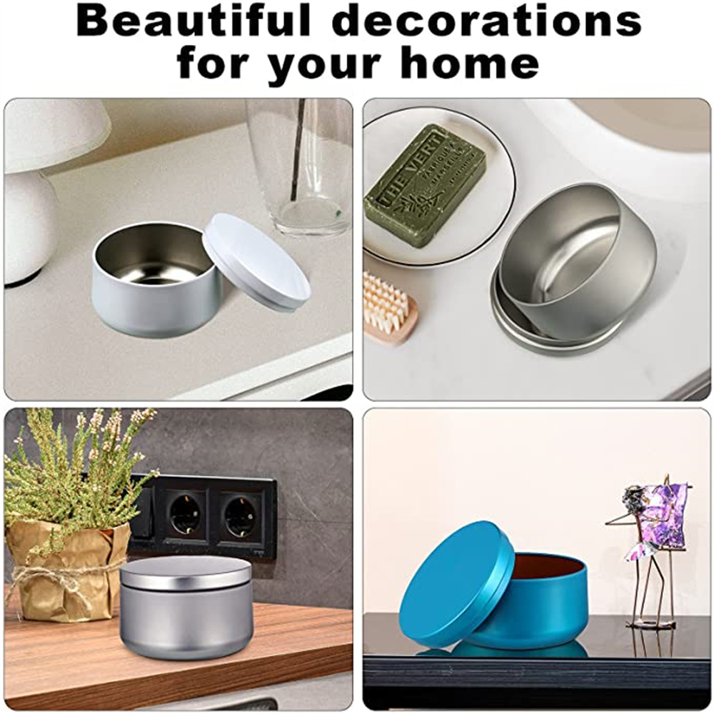 Tarros de lujo para velas con tapa de patrón de madera, contenedor redondo a granel, latas vacías, caja de almacenamiento de dulces, bote de cosméticos, negro y dorado, 6oz