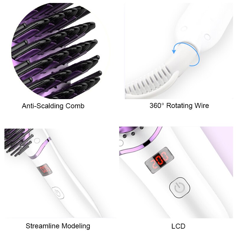 Electronic Ionic Hair Comb 200℃ 110v/220v LED Digi... – Vicedeal