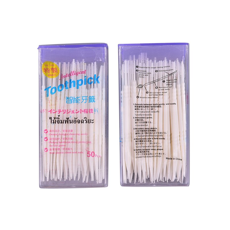 100Pcs Dubbele Superfijne Tand Stok Flosdraad Staven Borstel Bamboestok Dental Oral Care Schone Tanden Voedsel Residu Tandenstoker