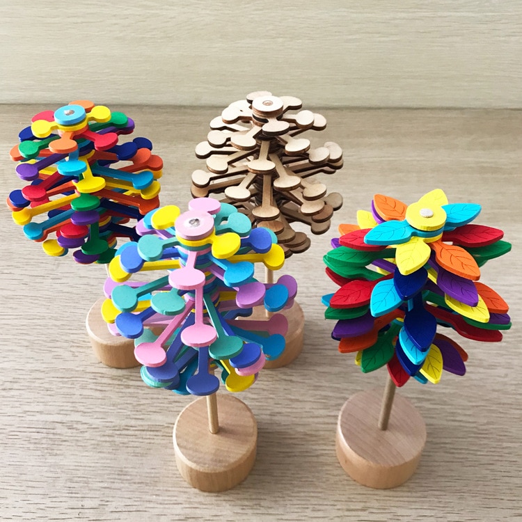 Colorful Originality rotate Lollipop Ornament anti stress Relief toy for children Top Fibonacci sequence wood