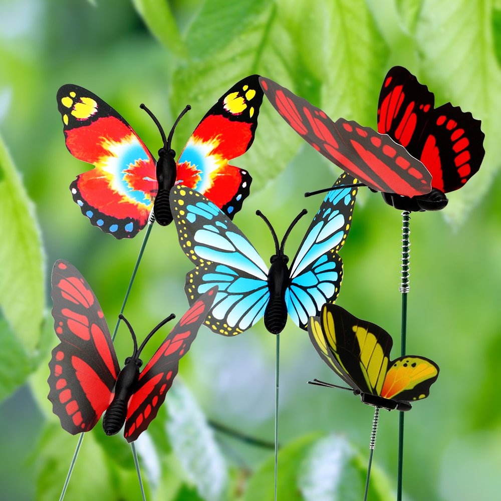 Vlinder Bloempotten Decoratie Met Stapel 5 Pcs/Bos Kleurrijke Vlinder Stakes Tuin Outdoor Decor