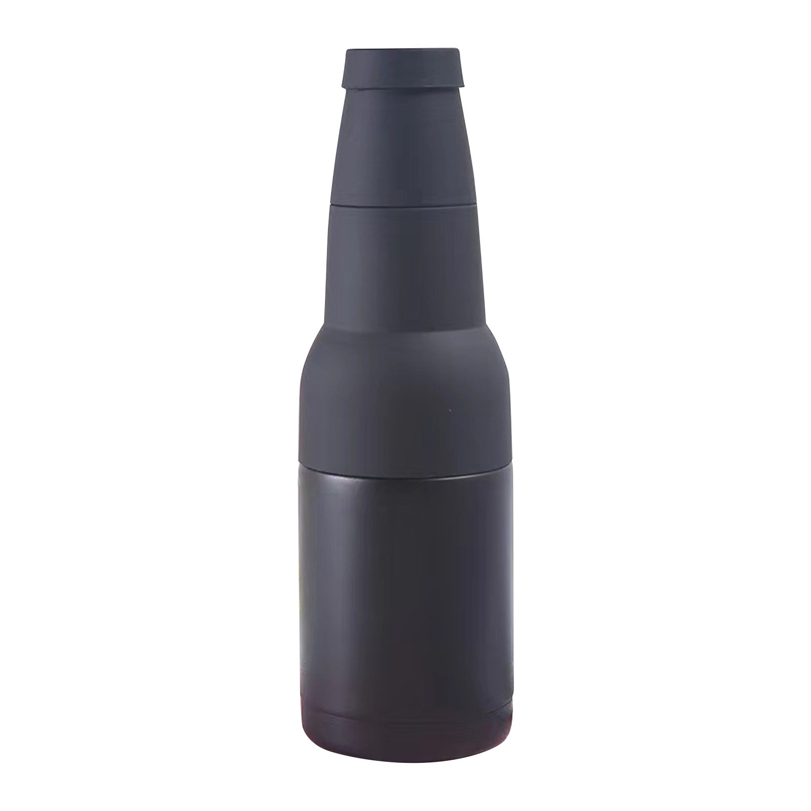 Mangas enfriadoras de botellas de cerveza, aislador de lata de doble pared de acero inoxidable, soporte de botella de cerveza aislado, 12oz: Negro