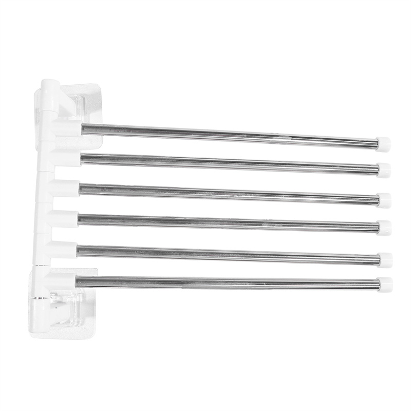 Rotatable Swing Arms Towel Rack Bathroom Kitchen Wall Mounted Bracket Save Space 2-6-Bar Aluminum Towel Hanger Organizer: GRAY