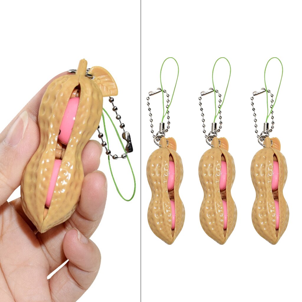 1PC/3 PCS Squeeze Toys Set, Peanut Keychain Squeeze Bean Stress Relief Fun Toys