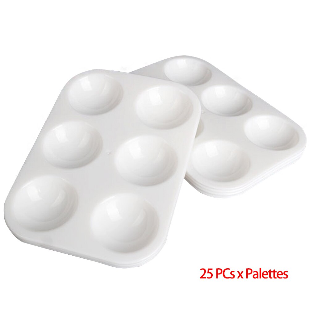 25pcs Artist Kids Adults Drawing Rectangular Tray Makeup 6 Well Plastic Watercolor Pallets Paint Palette Pigment Art Supplies