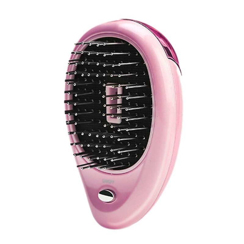 Cepillo iónico de pelo eléctrico portátil, alisador de pelo, peine de iones negativos, masaje antiestático, peine de pelo liso, Rosa