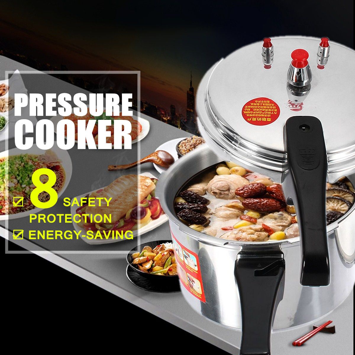 3/4/6L Kitchen Pressure Cooker cookware soup Meats pot 18/20/22cm gas stove/open fire Pressure Cooker for Home Outdoor Camping