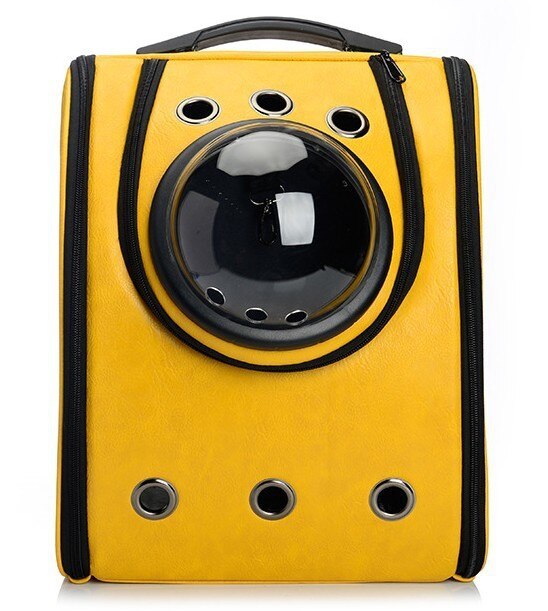 Gato mochila transportadora grande bolha astronauta espaço cápsula respirável transporte para animais de estimação coelho saco transparente com janela: YELLOW