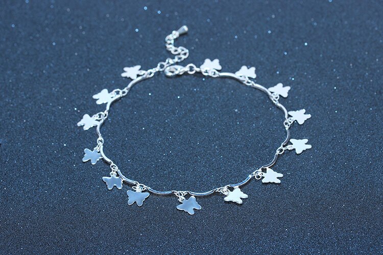 Bracelets de cheville papillon pour femmes, bijoux classiques à la pour filles, accessoires de fête en argent 925