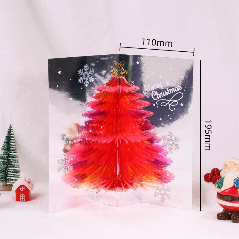 Kerst Fonkelende Dromerige Drie-Dimensionale Wenskaart Kerstboom Sturen Zegen Bericht Kaart: Deep Sapphire