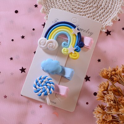 Koreaanse kinderen super leuke lolly regenboog haar clip meisje baby kleur haar clip pony kleine clip haar accessoires: B
