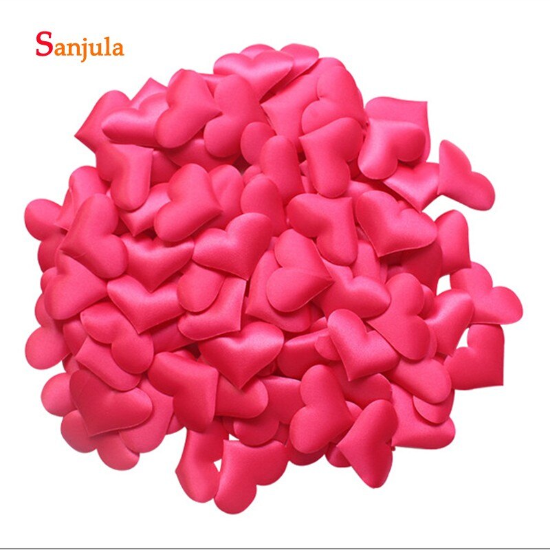 200 Peças da Forma Do Coração Pétalas de Rosa 2019 Recém Acessórios Para Festa de Casamento Decoração Artificial 2 cm * 2 centímetros Pano Esponja mariage RS04: fuchsia