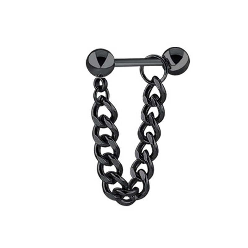 1Pc Ketting Stud Oorbellen Brincos Mode Oorbel Rvs Koreaanse Vrouwen Mannelijke Oorbellen Voor Mannen Zwart Punk Sieraden: 2 Black