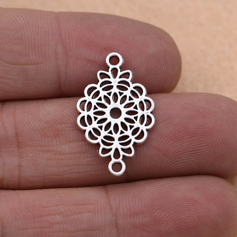 Kjjewel tibetano prata chapeado flor conector para fazer jóias pulseira acessórios diy descobertas 10 pçs/lote