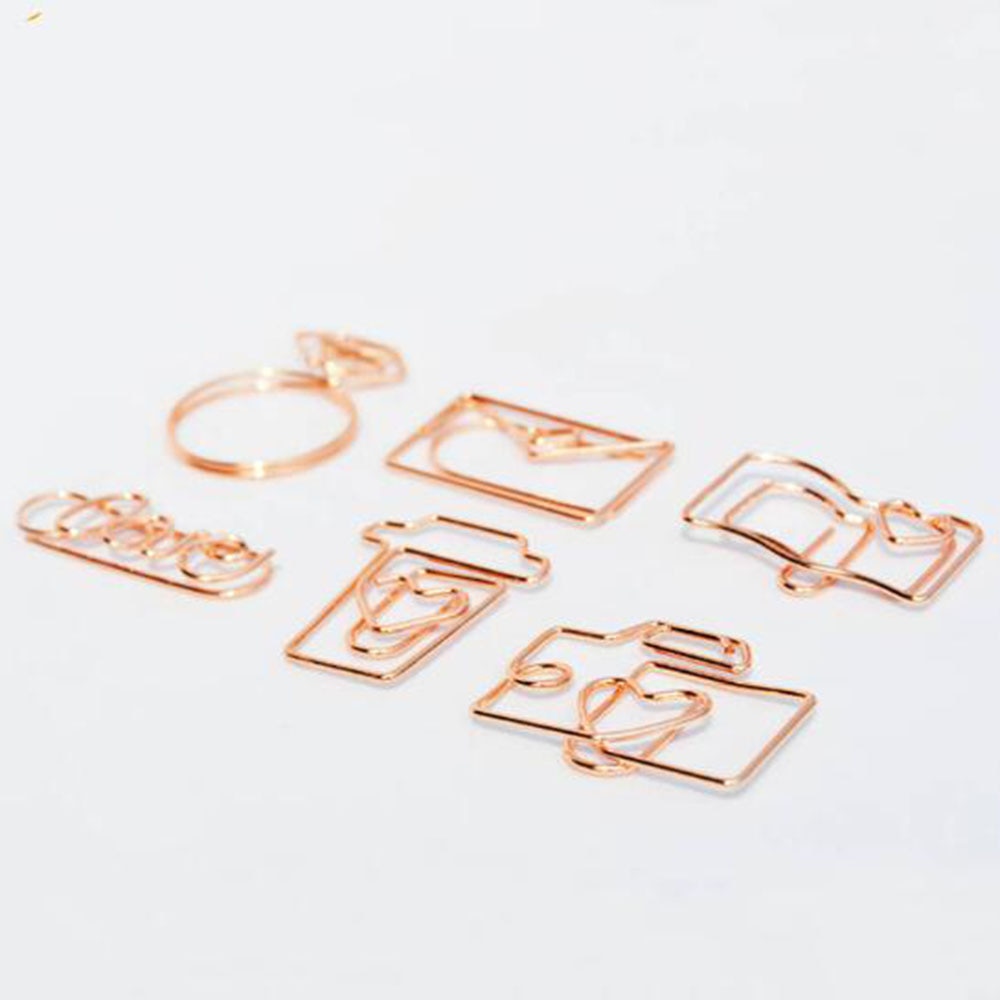 4Pcs In Oro Rosa di Carta Pinze Segnalibro Planner Strumenti Strumenti di Scrapbooking Memo Clip In Metallo Binder Paperclip ndex segnalibro per i libri