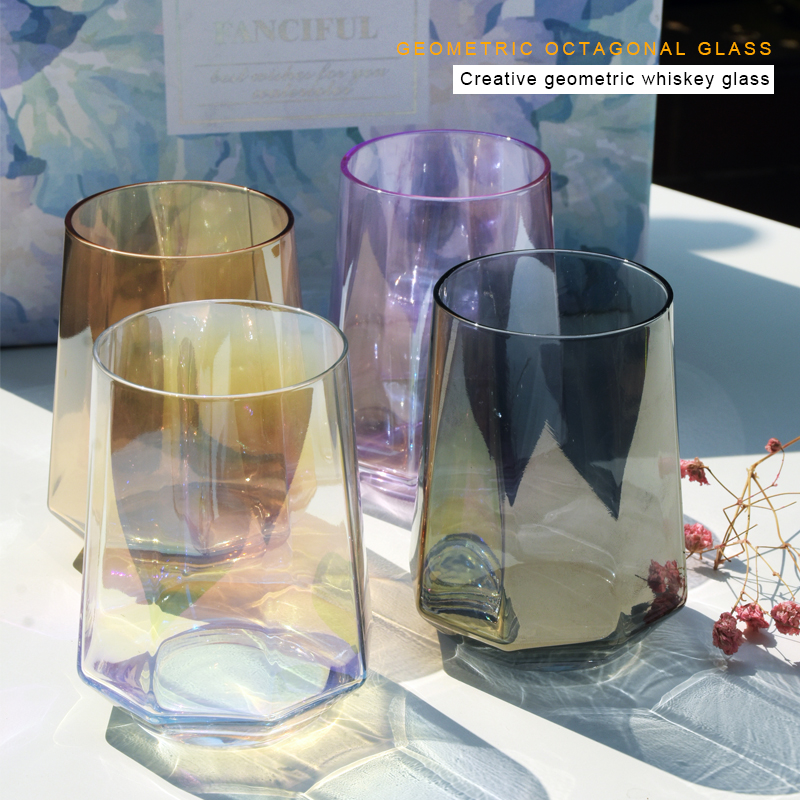 Kreative Diamant Glas Becher Whiskey Glas Geometrische Achteckige Wein Glas Trinken Gläser Kaffee Becher Saft Tasse Bahre Glas