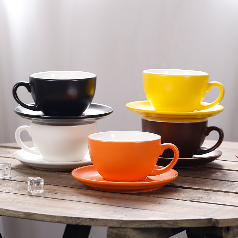 150ml dicken körper keramik kaffee tasse und untertasse für flache weiß
