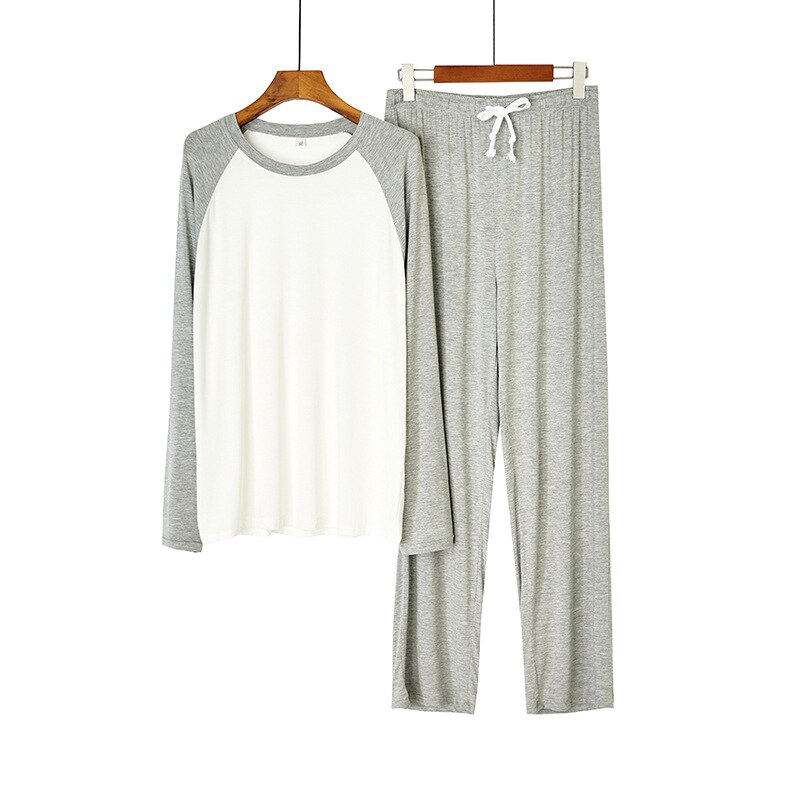 Simplicity Woman Homewear Spring Autumn Woman Sleepwear 2 Piece Pajama Set Couple Pajamas Sleepwear: gray / XXL