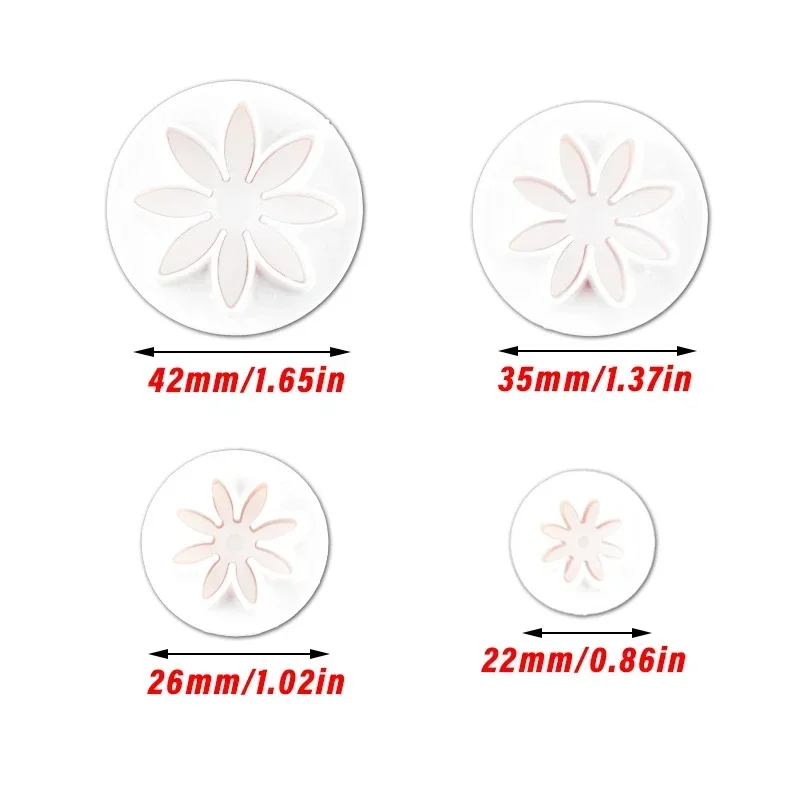 4 stücke Gänseblümchen Blume Kuchen Kolben Fondant Cookie Cutter bilden Pflaume Backen Dekorieren Keks Briefmarken für Küche Backformen Werkzeuge: Ursprünglich Titel