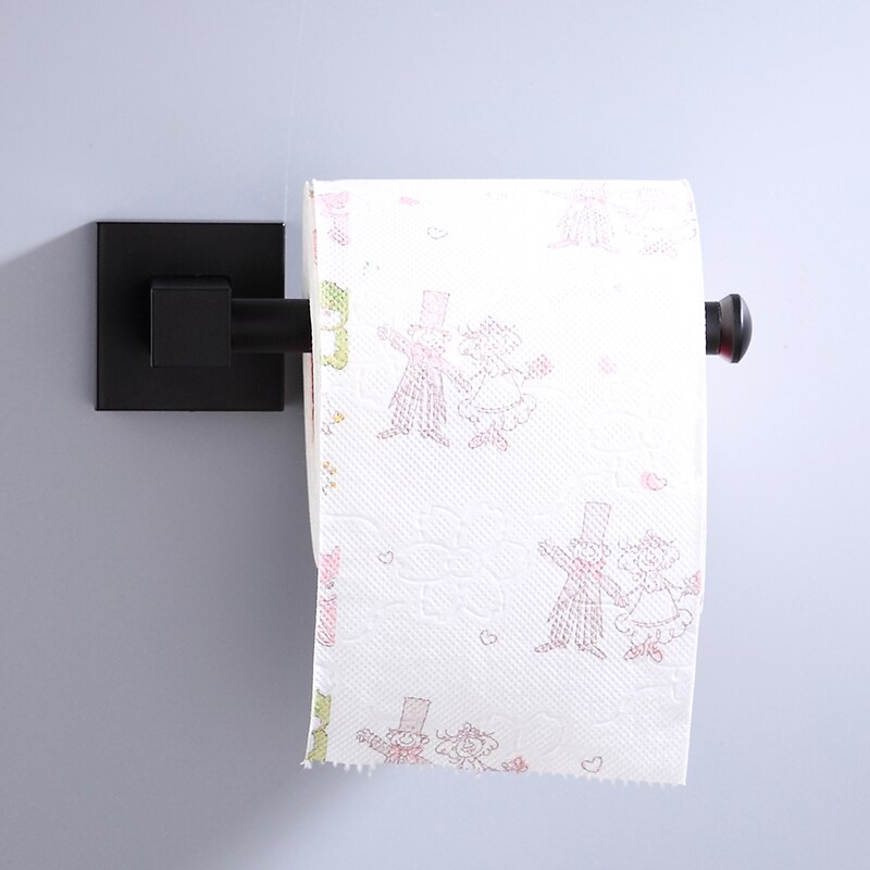 Bathroom Paper Holder Space Aluminum Paper Roll Holder Square Black Toilet Paper Holder Tissue Holder