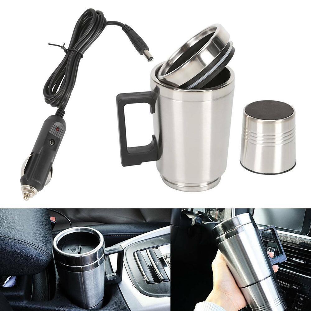 Reizen 12V Auto Thermos Thermische Verwarming Mok Cups Plug Mok 12V Auto Steel Verwarmd 500Ml Roestvrij Adapters m5K7