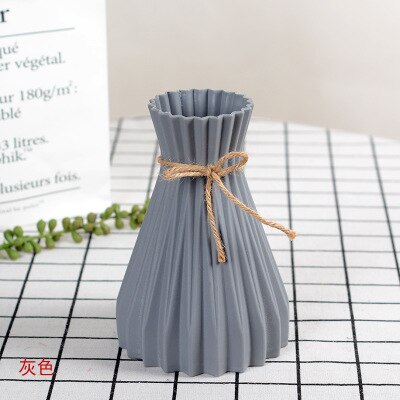 Plastic Vazen Woondecoratie Imitatie Keramische Vazen Europese Bruiloft Moderne Decoraties Onbreekbaar Creatieve Eenvoud: origami gray
