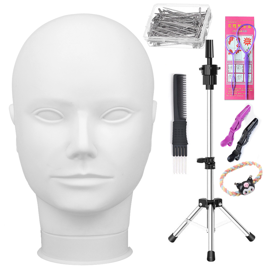 Mannequin Head With T-pin Wig Cap Tripod For Women Making Wig Hat Glasses Mask Display Cosmetology Manikin Head Makeup Practice: Red