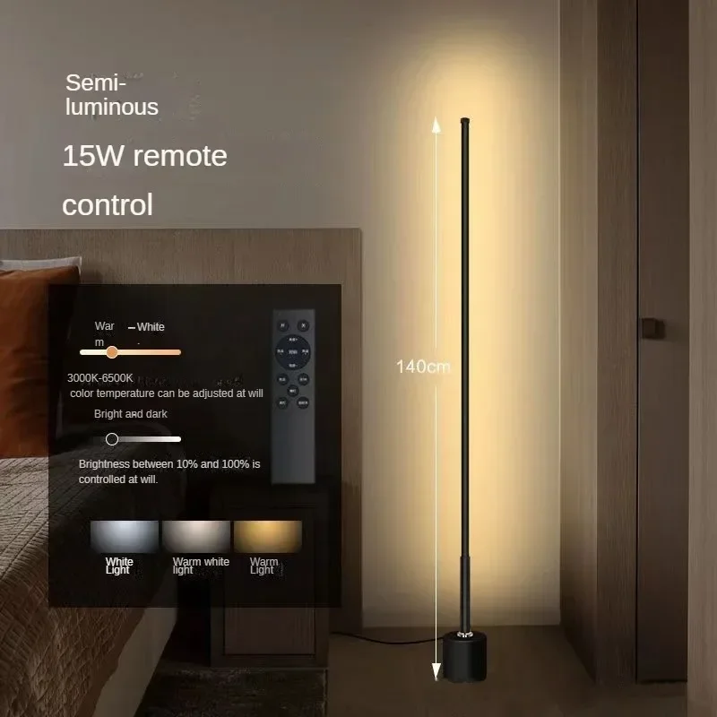 Gulvlampe rgb nordisk soverom, stue, arbeidsrom, vertikal nattbordslampe, veggmontert skrivebordslampe, fjernstyrt omgivelseslys