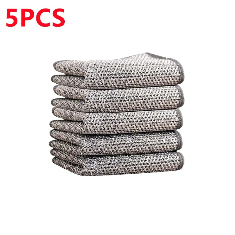 Paños de limpieza mágicos de alambre de acero, trapos de cables metálicos de doble cara, plato de cocina, olla, paño de lavado, toalla, herramienta de limpieza, 10 Uds./5/1 ud.: Azul