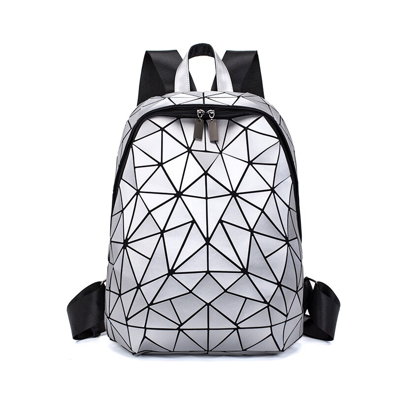 Leucht Rucksäcke Frauen Geometrische Laptop Rucksack Für Männer Schulter Rucksack Schule Holographische Rucksack Weibliche Trave Schule Tasche: Silver B