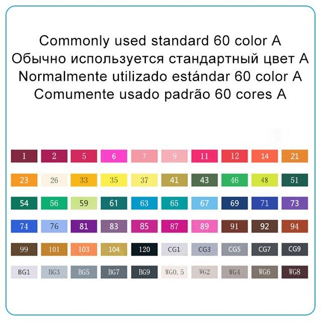 TOUCHNEW 30/40/60/80 Colors Art Markers Alcohol Based Markers Drawing Pen Set Manga Dual Headed Art Sketch Marker Pens: 60 Colors Standard A