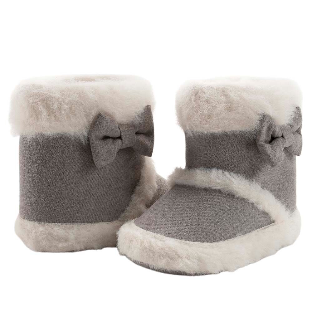 Las muchachas del bebé recién nacido invierno nieve botas de suela suave antideslizante tobillo botines con ribete de piel sintética de arco zapatos