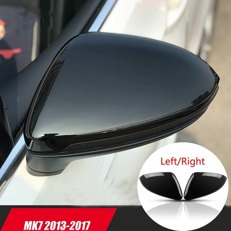 2 stuks Voor Vw Golf 7 Mk7 7.5 Gtd R Gti Touran L E-Golf Side Wing Mirror Cover caps Heldere Zwarte Achteruitkijkspiegel Case Cover 201
