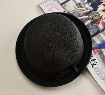 Rep platt hatt halm solskydd kvinnlig halm rosett utomhus sol strand hatt sommar hattar kvinnor keps panama kepsar: 10