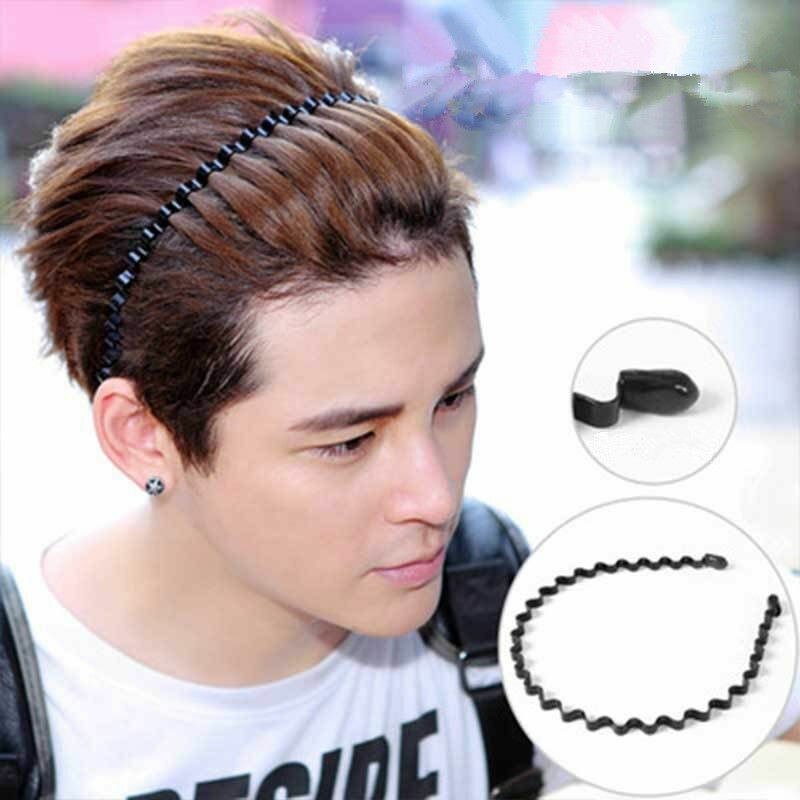 unisex männer Frauen Sport Welle Haar Band Metall Schwarz Hairband Stirnband Haarreif: C