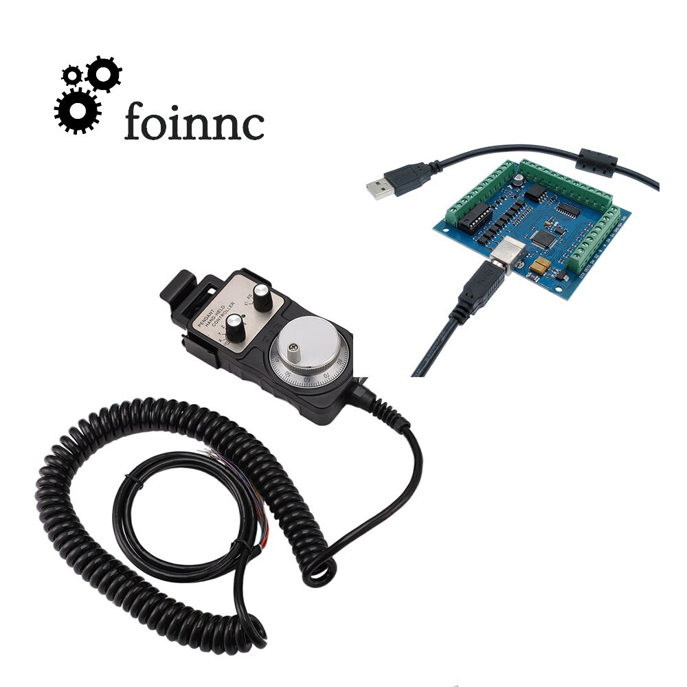 MACH3-Placa de interfaz USB azul de 4 ejes, 100KHz, Tarjeta de control de movimiento CNC + volante colgante, juego MPG de piezas de máquina de grabado