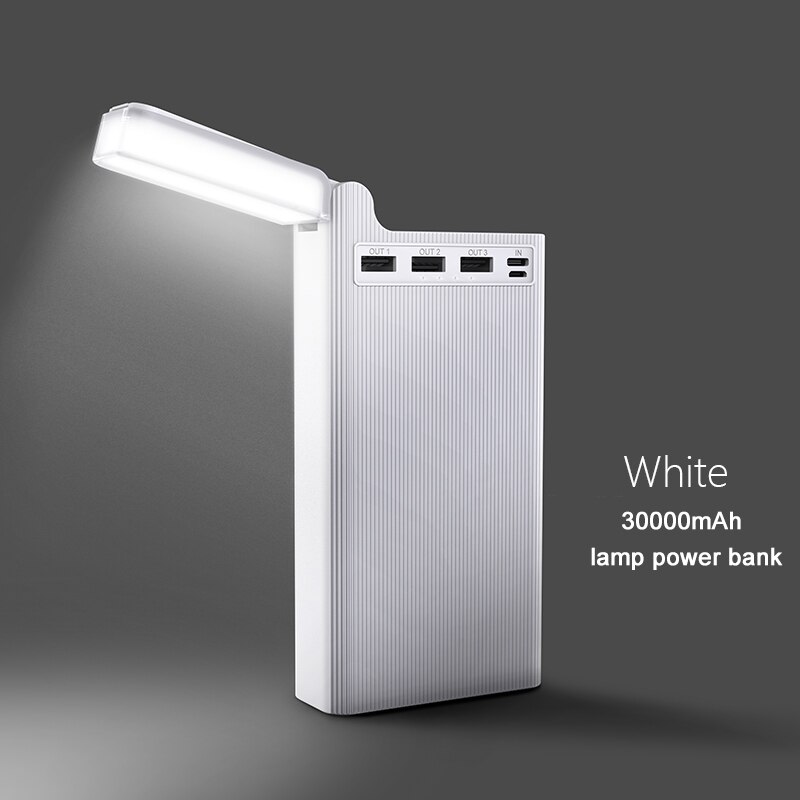 HOCO 30000 mAh Power Bank lampada da tavolo 30000 mAh Powerbank per Xiaomi iPhone 11 caricabatterie esterno portatile Samsung Poverbank: WHITE